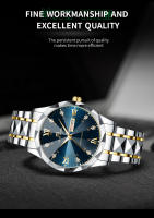 Reloj De Hombre 2024 Moda Nueva Con Rivet Correa De Acero Inoxidable Dial Azul Dorado Luminoso Diamante Agua Resistente Reloj De Negocios - details 2