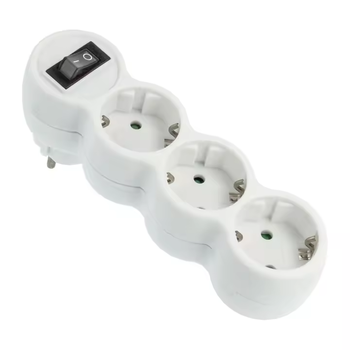 Distribuidor de red Schuko con interruptor 1E:3S - 1