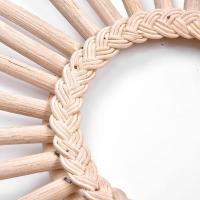 Espejo de ratán, forma de sol, espejo de pared decorativo redondo, ratán natural, estilo étnico nórdico para colgar baño o pasillo, sin espejo - details 3