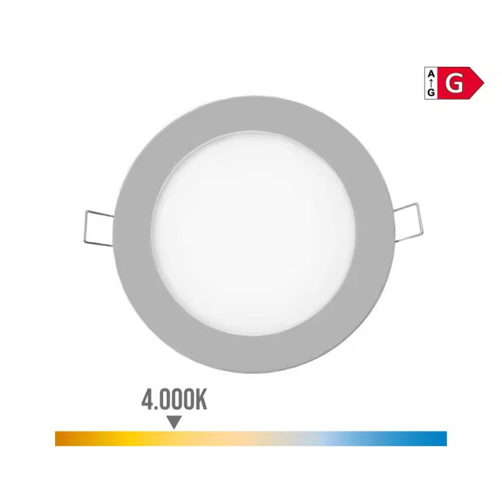 MINI DOWNLIGHT LED EMPOTRABLE REDONDO 6W 4000K LUZ DIA. COLOR CROMADO Ø11,7cm EDM - 1