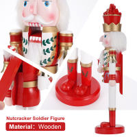 2Pcs Soldado De Navidad Nutcracker De 38CM Adorno De Escritorio Serie De Caramelo Artesanal De Madera Regalo De Navidad Decoración Para El Hogar - details 4
