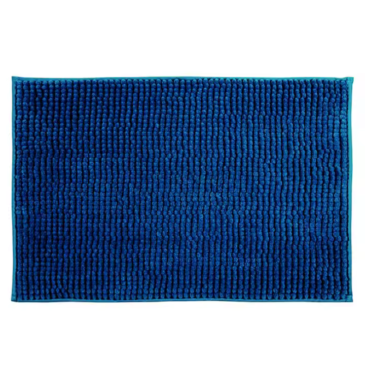 Alfombra de baño MSV "Chenille" antideslizante de microfibra en color azul oscuro 60 x 90 cm - 1