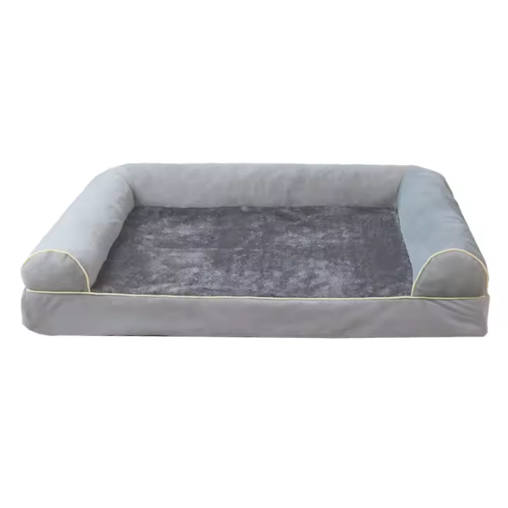 1pc Sofá para Perros, Estampado Sólido, Forma Rectangular, con Relleno de Fibra de Poliéster Desmontable, Sofá de Peluche para Perros con Funda Extraíble, para Todas las Razas, Cama para Mascotas Lavar en Máquina - 1