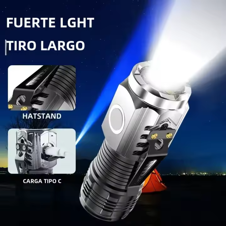 Lámpara De Mano Potente Recargable Tres Ojos Monstruo Mini Super Poder Para Exterior Iluminación De Longitud De Alcance - 1