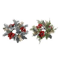 Anillo De Vela Navideño Guirnalda De Flores Soporte De Vela Para Barra Fiesta De Navidad Centelleo De Mesa Decoración De Puerta De Granja - details 1