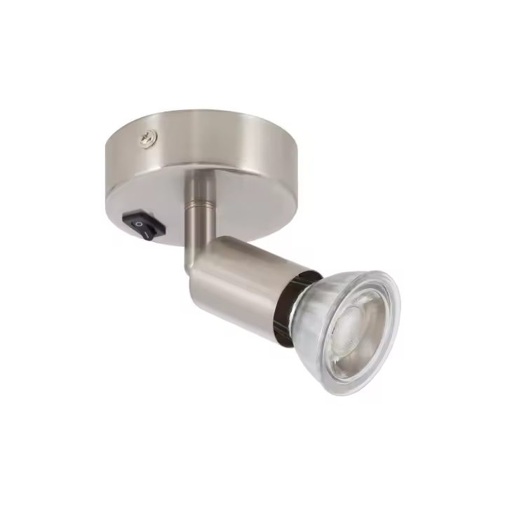 Ledkia Lámpara de Pared Aluminio Orientable con Interruptor 1 Foco Oasis Plata Plateado - 1