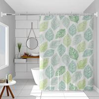 Cortina de Ducha,Impermeable y Resistente al Moho Cortinas de Baño de Hojas Verdes, Cortina Ducha Verde 180 x 200cm - details 1