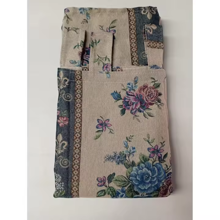 Mercatienda.es Cortinas de Calle Confeccionada Travillas Rústicas Alpujarras Jacquard - Diseño Flor Azul - 140x260cm - 1