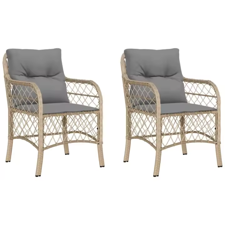 vidaXL Sillones jardín con cojines 2 uds ratán sintético beige mezcla - 1