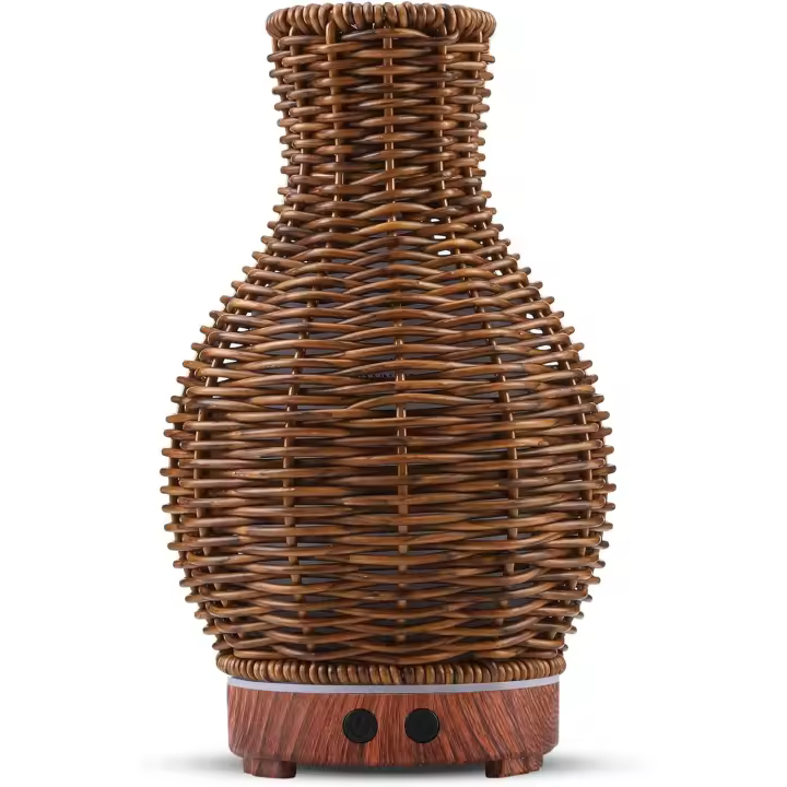 Difusor de aromaterapia de ratán para el hogar, humidificador ultrasónico de niebla fría para aceites esenciales, protección de apagado automático - 1
