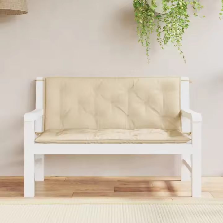 vidaXL Cojín de banco de jardín tela Oxford beige 120x(50+50)x7 cm - 1