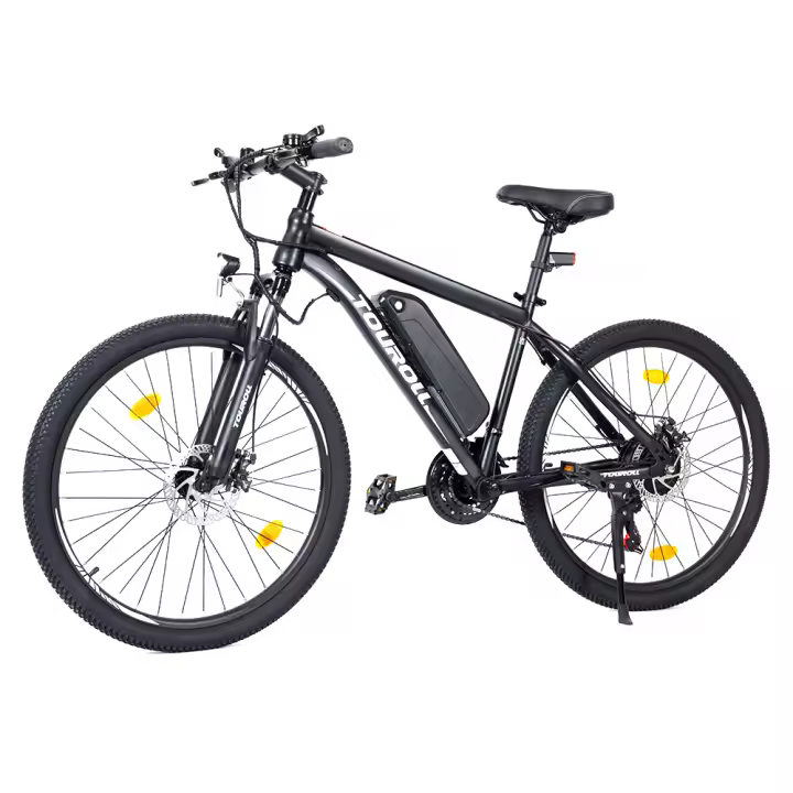 Touroll U1 Bicicleta Eléctrica de Montaña, 29 Pulgadas con Neumáticos para Todo Terreno, Motor de 250W, Batería Extraíble de 36V 13Ah, Rango Máximo de 65km, Shimano de 21 Velocidades, Frenos de Disco, Resistente al Agua IPX4 - Negro - 1