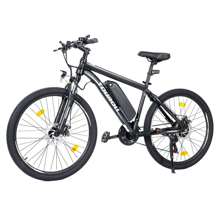 Touroll U1 Bicicleta Eléctrica de Montaña, 29 Pulgadas con Neumáticos para Todo Terreno, Motor de 250W, Batería Extraíble de 36V 13Ah, Rango Máximo de 65km, Shimano de 21 Velocidades, Frenos de Disco, Resistente al Agua IPX4 - Negro - 1