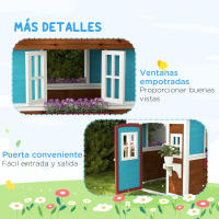 Outsunny Casa de Jardín Infantil Casa de Madera para Niños con Puerta Ventanas Jardineras y Soportes de Flores 114x126,4x135 cm - details 5