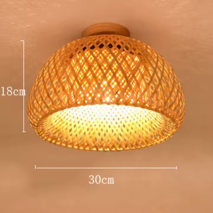 Lámpara Colgante De Paja De Bambú 30 Pulgadas Iluminación Retro Para Decoración De Habitaciones Estilo Artesanal Material De Madera - 1
