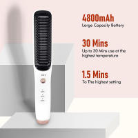 4800mAh Cepillo Alisador de Pelo sin Cable Cepillo Alisador Eléctrico Plancha de Barba para Hombre Peine calefactor recargable - details 0