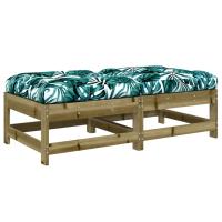 vidaXL Taburetes de jardín con cojines 2 uds madera maciza pino Pino natural, Pino blanco, Pino gris Conjunto Terraza Muebles Jardín Exterior Juego de Muebles de jardín Mueble Jardín Exterior Muebles de Salon Exterior - details 4