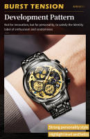 Reloj De Pulsera Para Hombre OLEVS Lujo Impermeable Cuarzo Estilo Esqueleto Dorado 24 Horas Día Noche Resistente Al Choque Y Luz - details 9