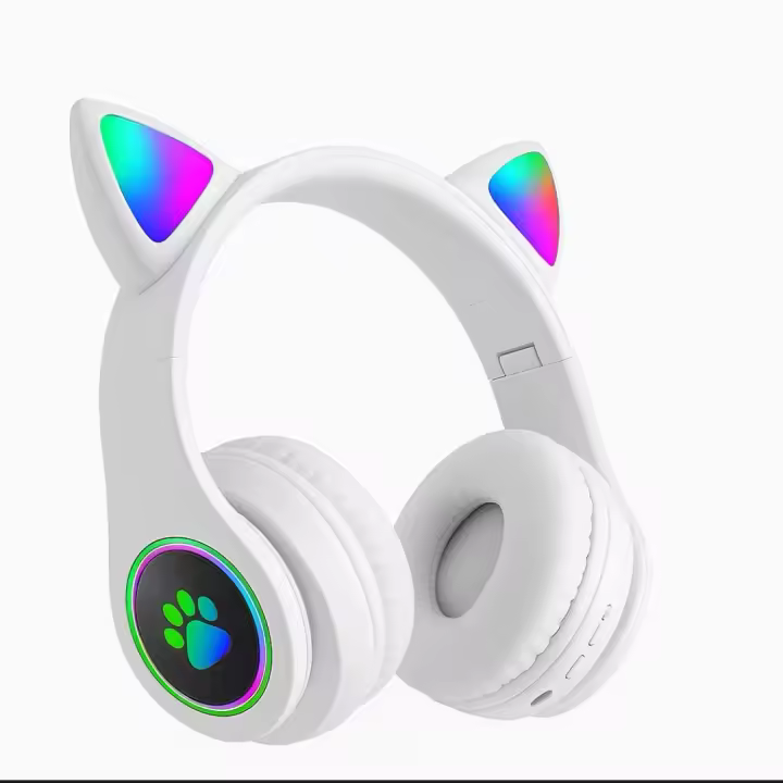 Auriculares Bluetooth para Niños con Luz LED Auriculares de Diadema Orejas de Gato tablet movil Inalámbricos Plegables Micrófono Integrado Sonido Estéreo Regalo para Niñas Niños Cumpleaños Navidad - 1