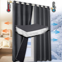 Panel De Cortinas Aislantes De Calor Pesadas Y Gruesas Para Sala De Estar Negro 100% Bloqueo De Luz Y Calor En Invierno Cortinas Térmicas Con Anillas Para Ventanas - details 8