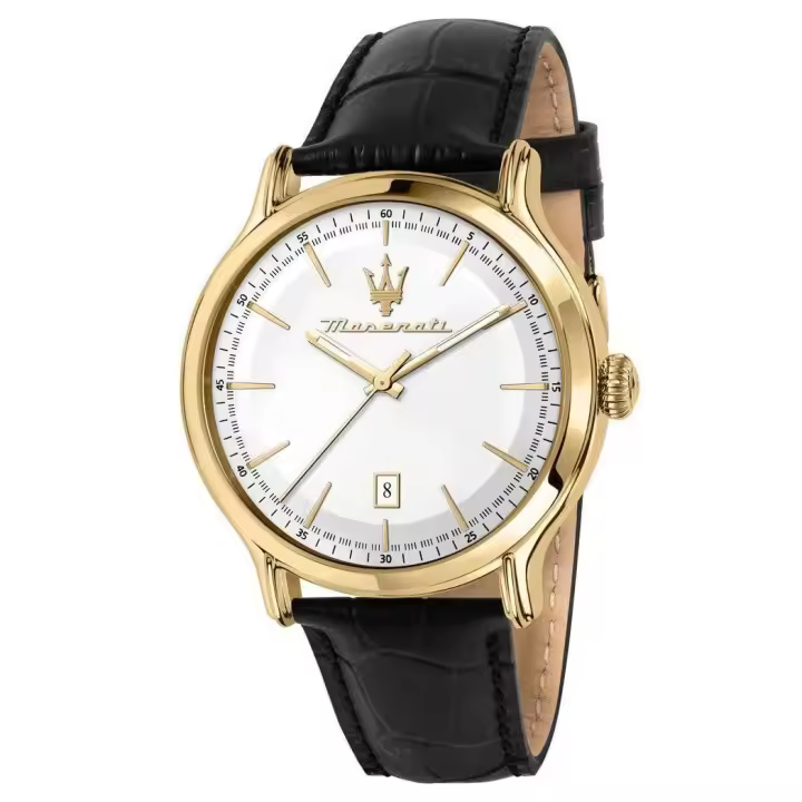 Reloj Maserati R8851118015 Epoca Silver Dial Black Hombre Correa de cuero - 1