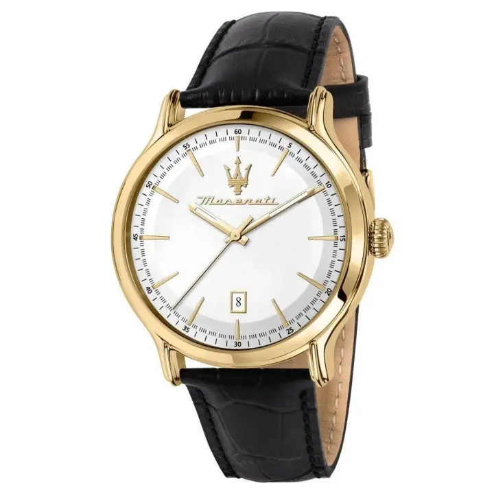 Reloj Maserati R8851118015 Epoca Silver Dial Black Hombre Correa de cuero - 1