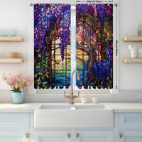 2pcs Cortina De Vidrio Estampada Con Flor De Wisteria Para Decoración Del Hogar - Bolso De Percha Para Dormitorio Oficina Cocina Y Sala De Estar - details 9