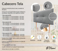 DHOME Cabecero de Polipiel o Tela AQUALINE Pro cabeceros Cabezal tapizado Cama Lujo (Gris Tela) - details 7