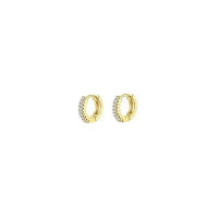 2Pcs Aretes Planos Dorados Para Mujer Aretes De Agujero Pequeños Con Cierre De Tornillo Hipoalergénicos Estilo Huggie - details 6