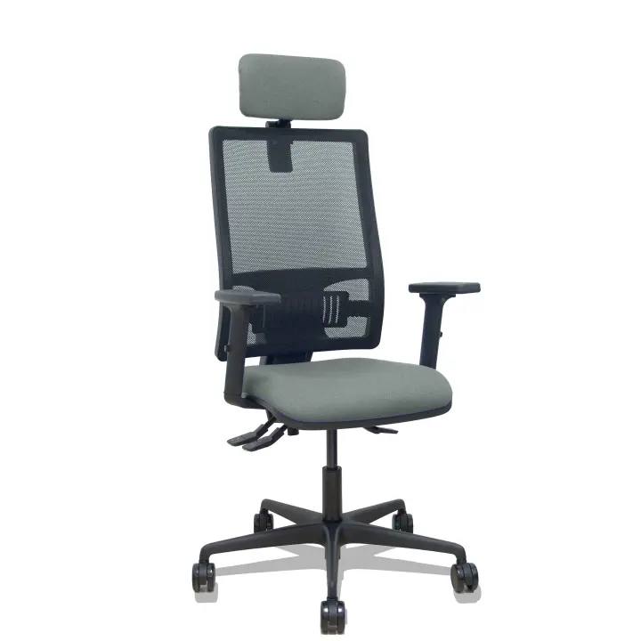 Silla Bormate asincro malla negra asiento bali gris brazos 2D ruedas 65mm cabecero regulable - 1