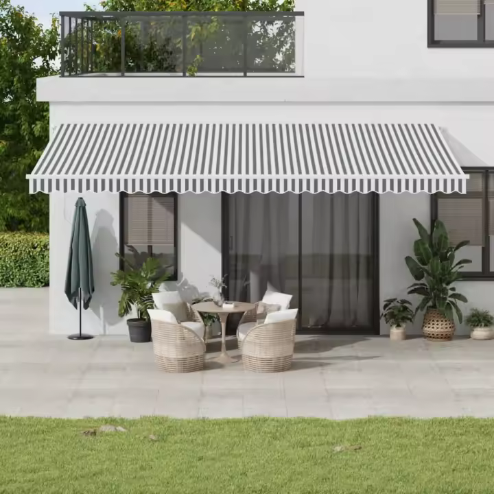 vidaXL Toldo retráctil manual gris antracita y blanco 600x350 cm - 1