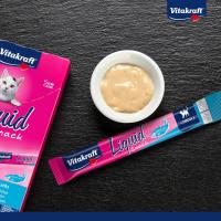 Vitakraft Snack Líquido para Gatos con Salmón y Omega 3, 90 g - Bajo en Calorías, sin Conservantes Artificiales - details 1