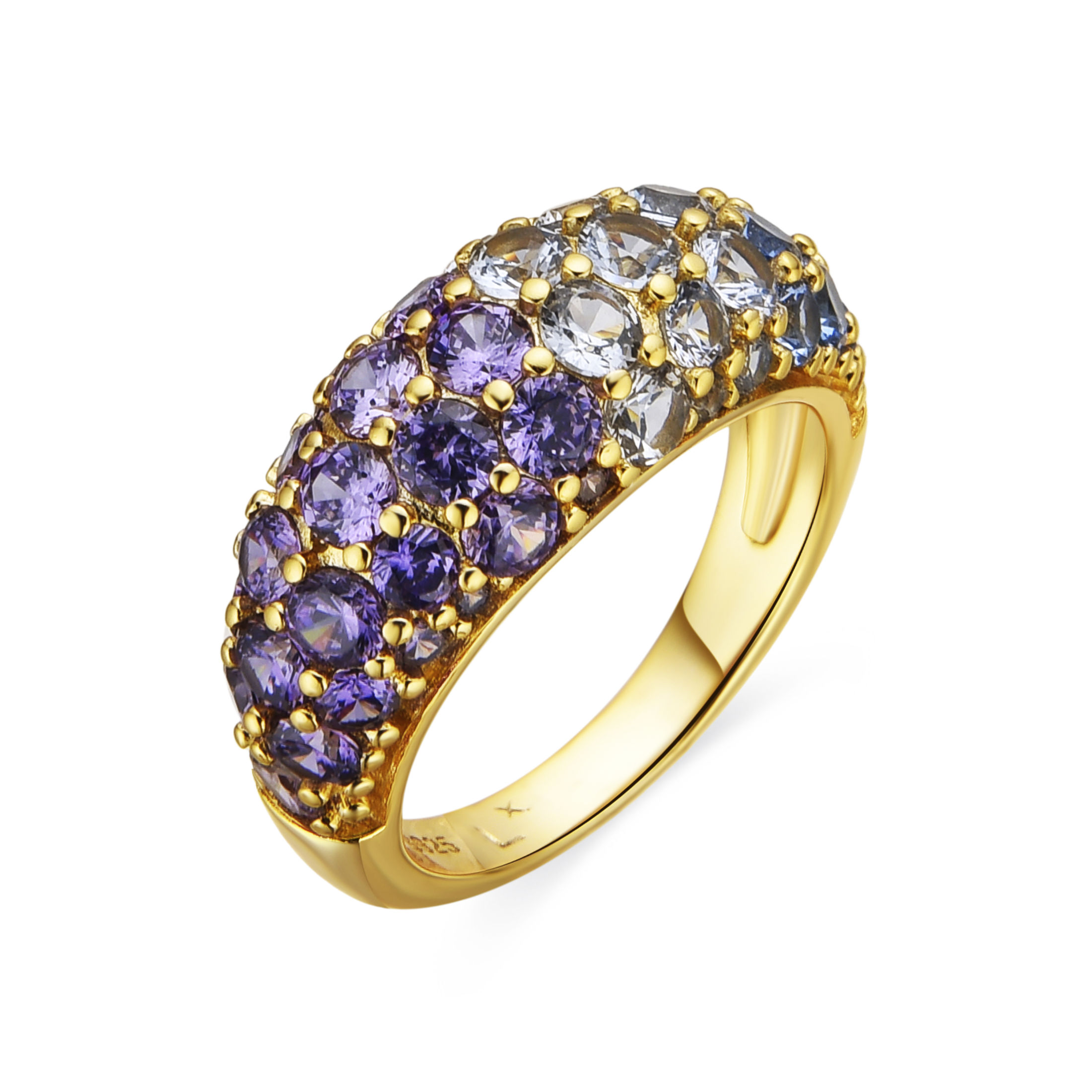 Anillo Luxenter de Circonita de Ley 925 y Circonita Multicolor acabado oro 18k - Abxi