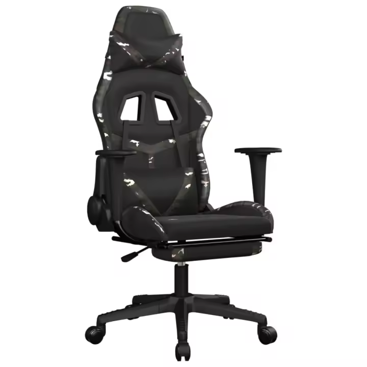 Marca - Silla Gaming de Masaje Negro y Dorado - Material Duradero - 1