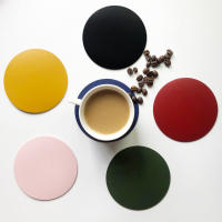 Falso Cuero Taza Redonda Impermeable Y Resistente Al Calor Tapete De Insulación Para Vajilla Decoración De Hogar Estilo Americano - details 12