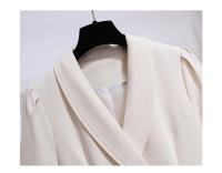 Vestido Elegante Para Mujer Con Doble Botón Y Cinturón Longitud Pierna Vestido Oscuro Blanco A-Line Estilo Oficina Moda Otoño 2025 - details 10