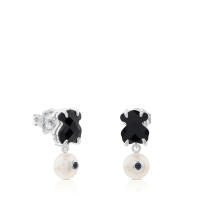 Pendientes de Oso de Plata esterlina S925, incrustaciones de Perlas de cuarzo de Ágata natural, pendientes de Diseño de Nicho de lujo Ligero - details 1