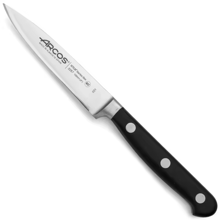 ARCOS Opera - Cuchillo Mondador (100 mm) - Hoja de Acero Inoxidable Forjado Nitrum® - Mango Negro de Polioximetileno (POM) - 1