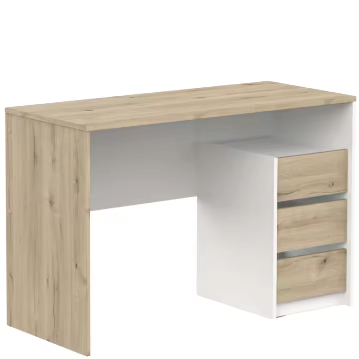 Mesa escritorio Harison de Oficina en color Roble Real y Blanco Waterford con 3 cajones 117x77x50 cm Melamina - 1