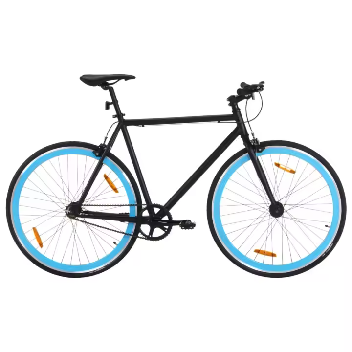vidaXL Bicicleta de piñón fijo negro y azul 700c 51 cm - 1