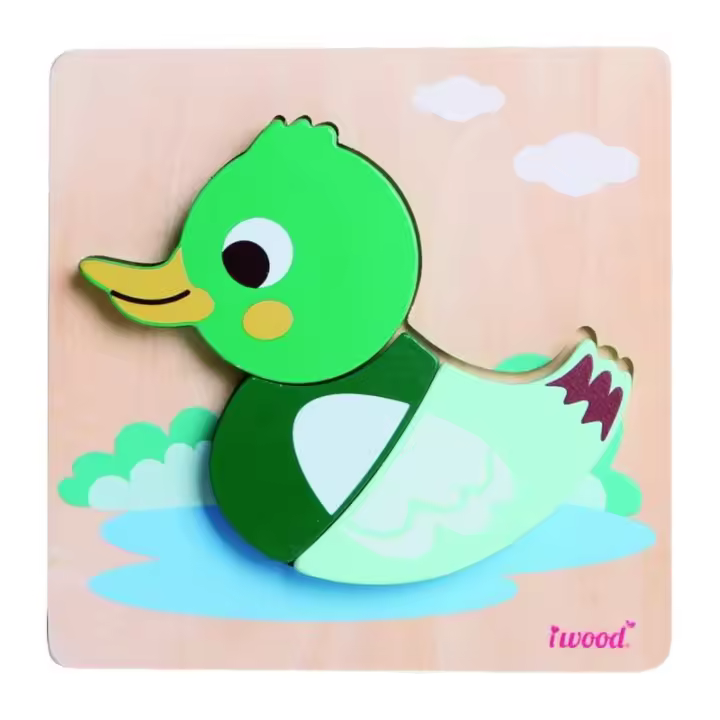 BP Puzle Patito de Madera de Dos Capas Temática Animal para Niños - 1