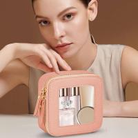 Pequeño Neceser de Viaje Transparent Mini Estuche de Maquillaje para Bolso de Cosméticos de Cuero PU Impermeable Multifuncional Organizador Rosa - details 1