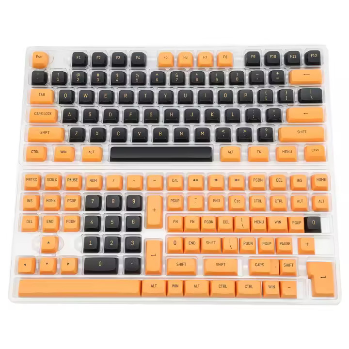 GMK Keycaps Set De 150 Teclas Doble Choque CSA Perfil PBT Para Teclado Mecánico De Juego Capas Negras Y Naranjas - 1