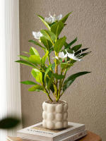 Plantas Artificiales De Azalea 21-40cm Falsas Hojas De Palma Tropicales Ficus Faux Con Flores Para Decoración De Hogar - details 2