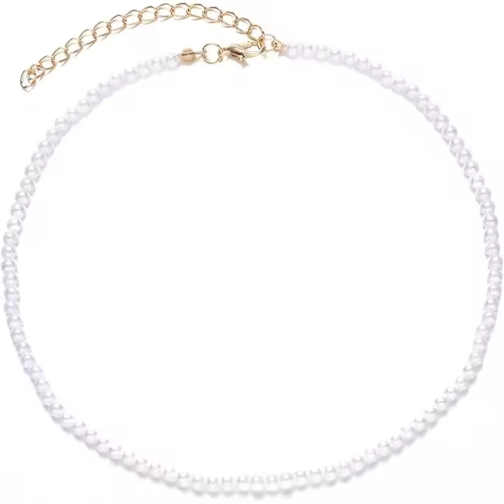Collar de Perlas de Coha Simulada Redondo - Collar de Gargrantilla with Perlas de 4 mm para Mujeres y Niños - 1