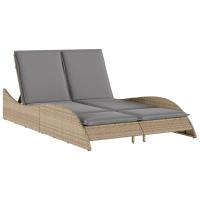 vidaXL Tumbona con cojines ratán sintético 114x205x73 cm Negro, Marrón, Gris Sillas de Exterior Ideal para jardín, playa, piscina, terraza Tumbona Piscina Tumbonas Playa Tumbonas Jardín Exterior - details 4