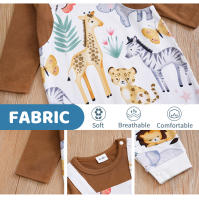 Rompecabezas De Bebé Recién Nacido Con Diseño De Dibujos Animados Y Estampado De Animales Suave Y Cómodo Para Primavera Y Otoño Con Mangas Largas Romper Unisex - details 1