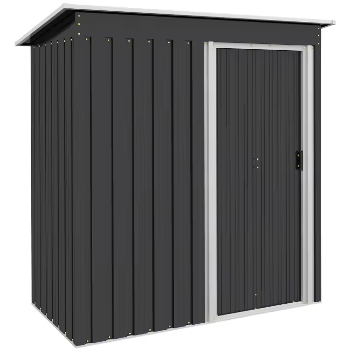 Outsunny Cobertizo de Jardín Exterior 1,16 m² 163x89x182 cm Caseta Metálica para Herramientas con Puerta Corredera y Techo Inclinado para Terraza Patio - 1
