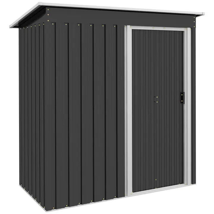 Outsunny Cobertizo de Jardín Exterior 1,16 m² 163x89x182 cm Caseta Metálica para Herramientas con Puerta Corredera y Techo Inclinado para Terraza Patio - 1