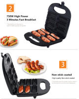 Máquina De Hot Dogs En Forma De Waffle Con Placa Antideslizante Y Cubierta No Adhiere Hacer 6 Corn Dogs Máquina De Tostadores - details 3